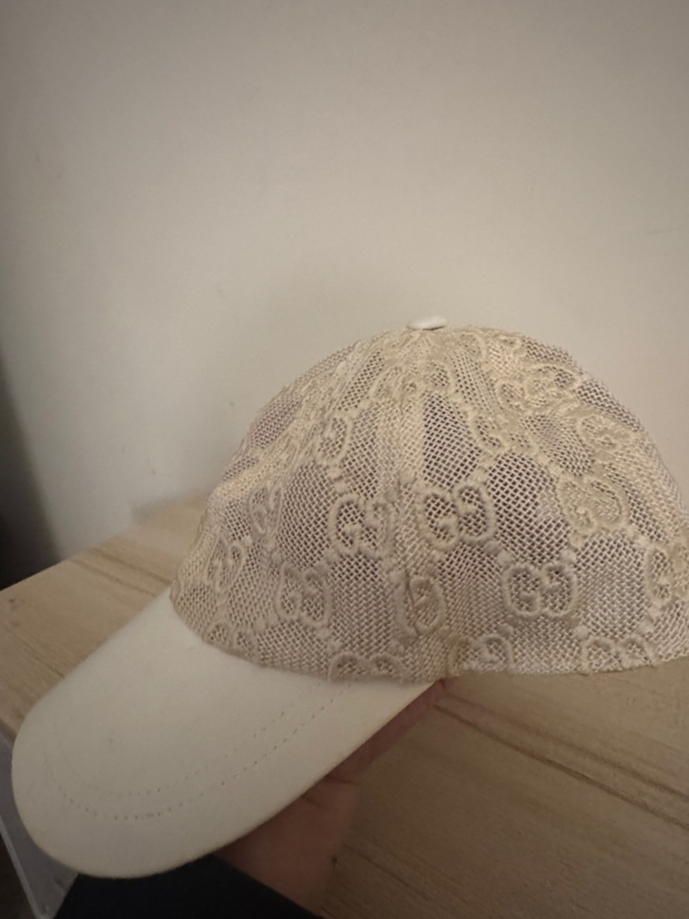 Gucci Cream Lace Baseball Cap - Picture 3 of 3